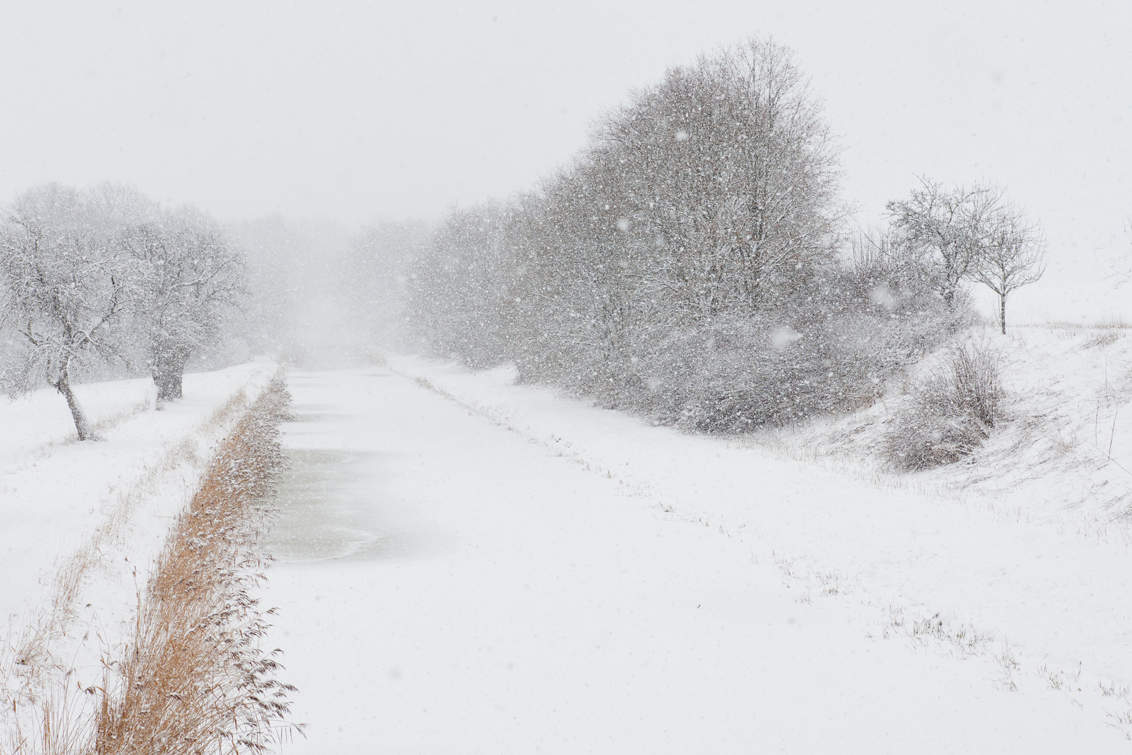 Schneetreiben am Alten Kanal