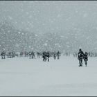 Schneetreiben auf Hamburgs Alster