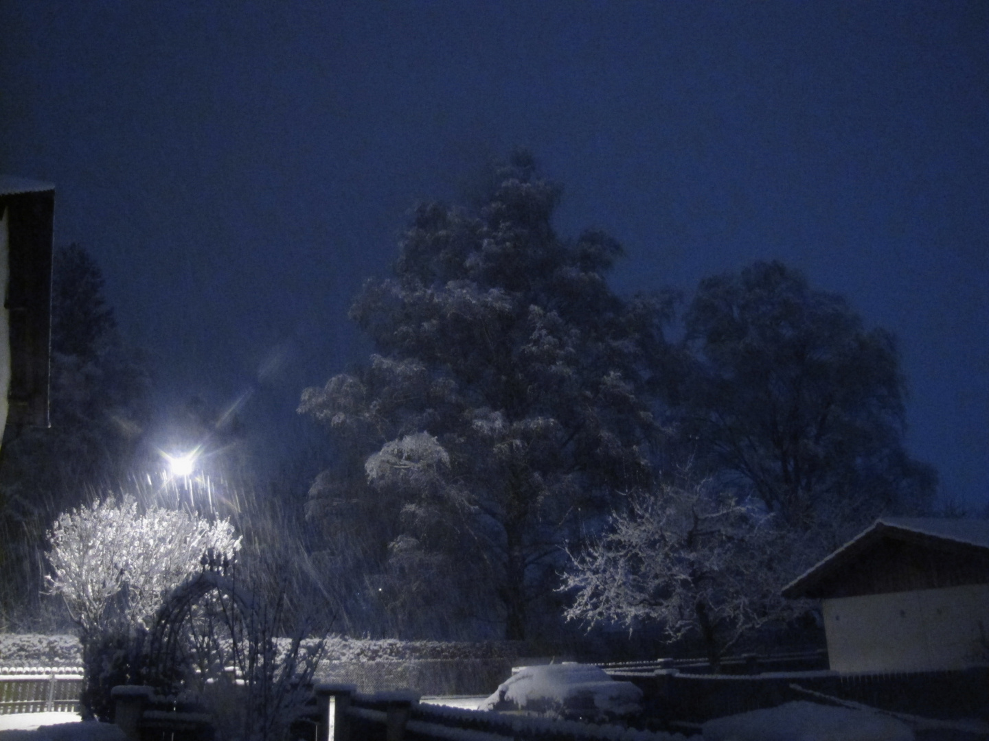 Schneetreiben bei Nacht