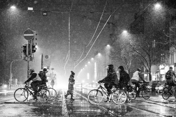 Schneetreiben in München