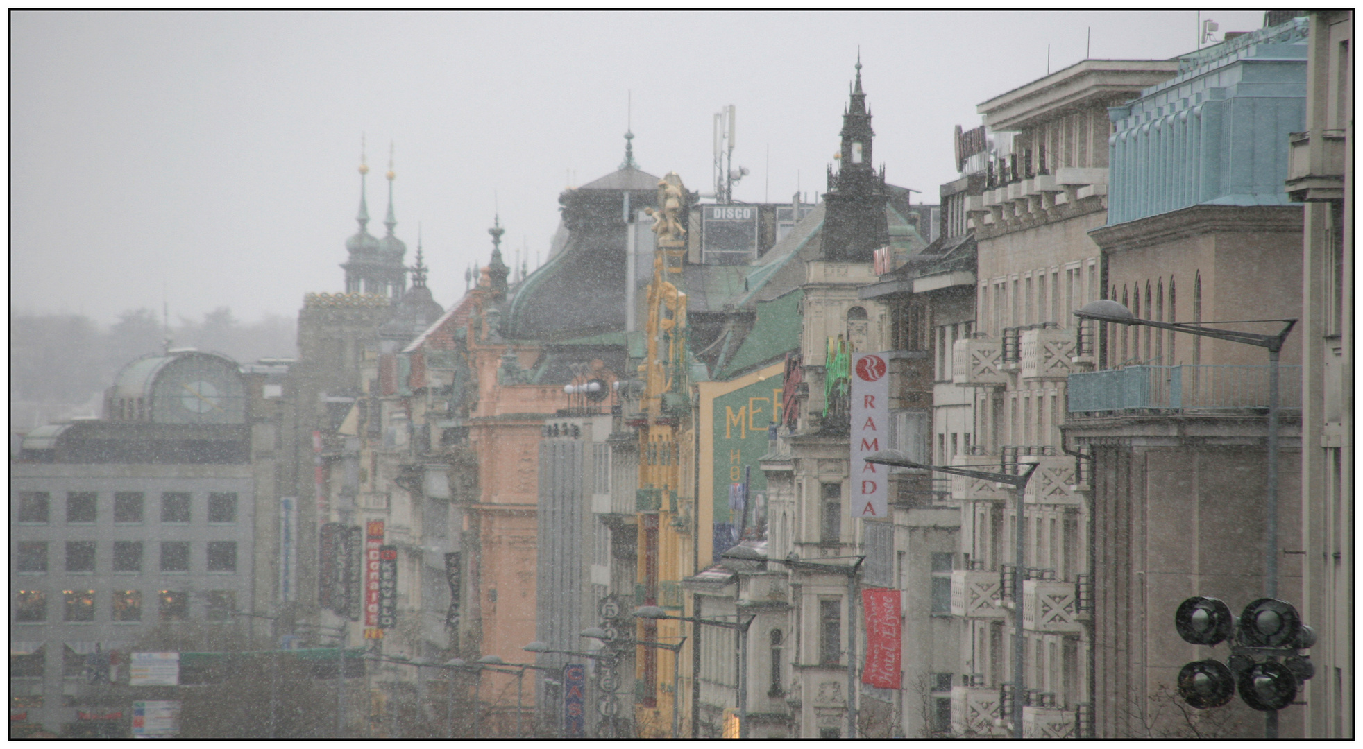 Schneetreiben in Prag