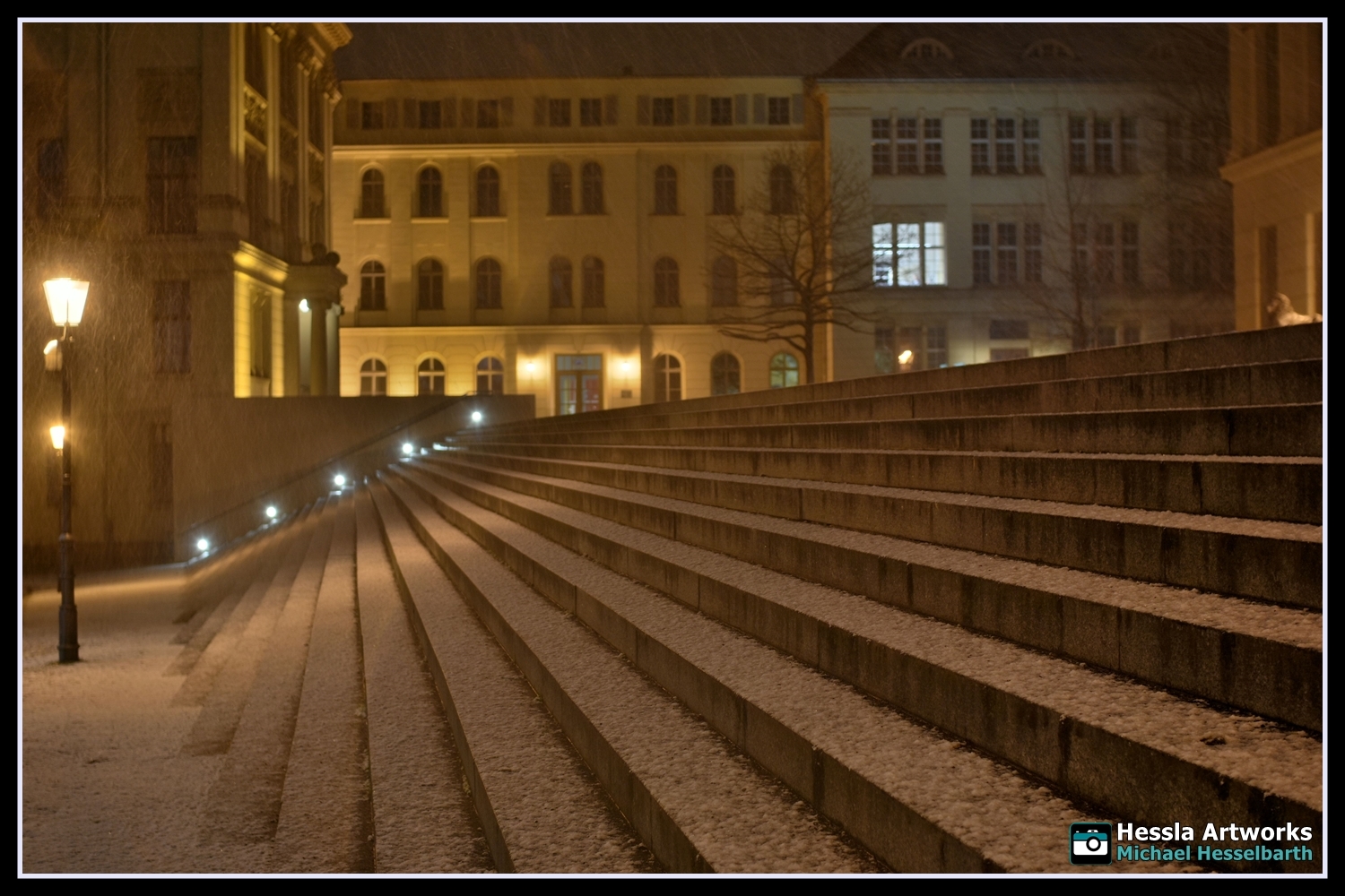 Schneetreiben, Universitätsplatz - Halle.