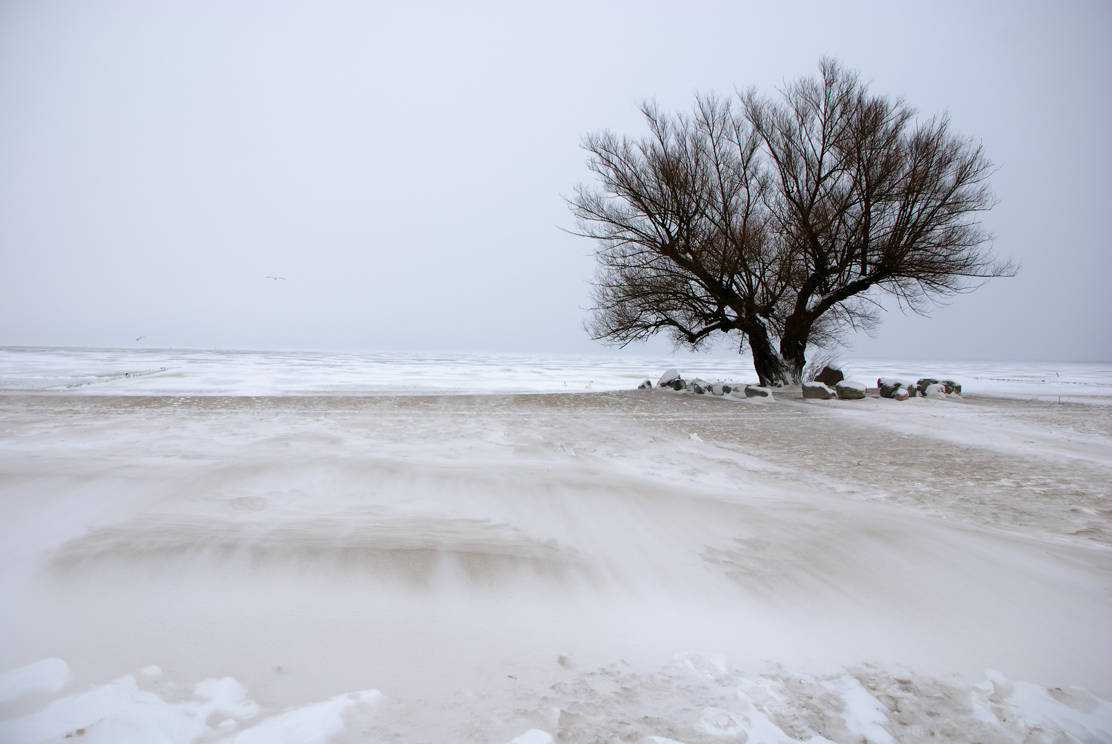 Schneeverwehungen am Strand