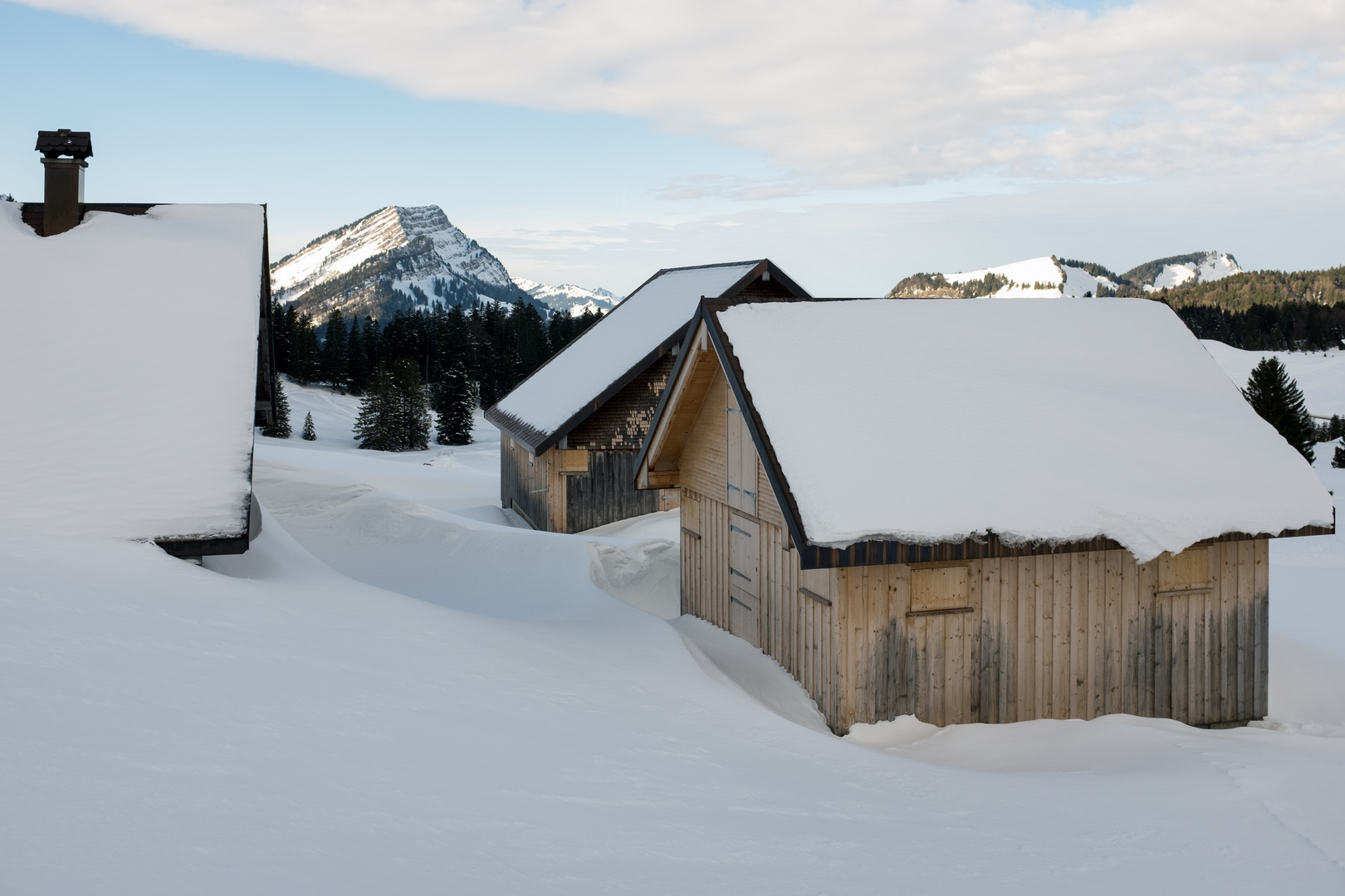 Schneeverwehungen auf der Schwägalp 