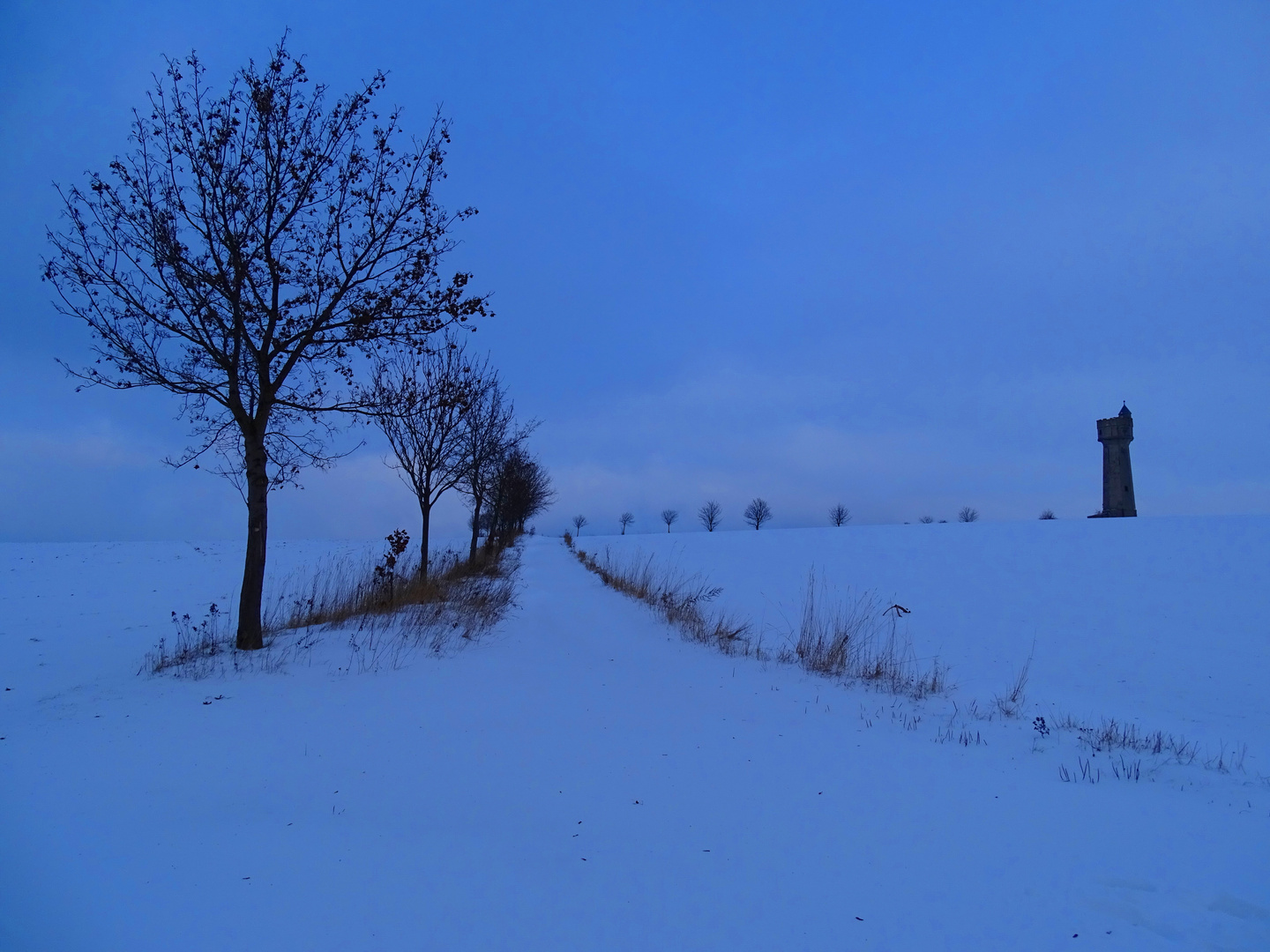 Schneeweg zum Wasserturm