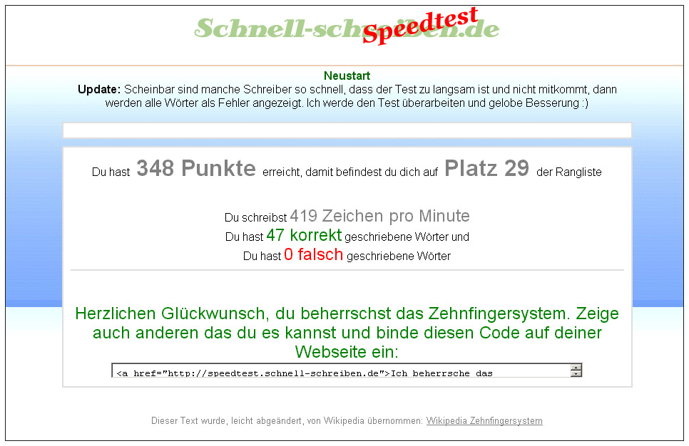 Schnellschreibtest