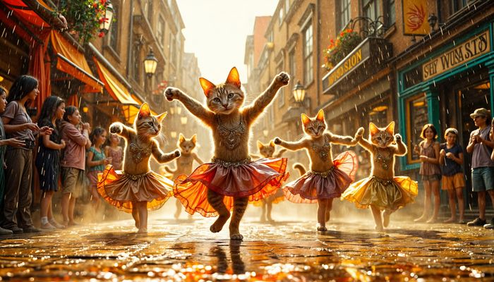 Schnurrbärtiges Walzer-Straßenspektakel