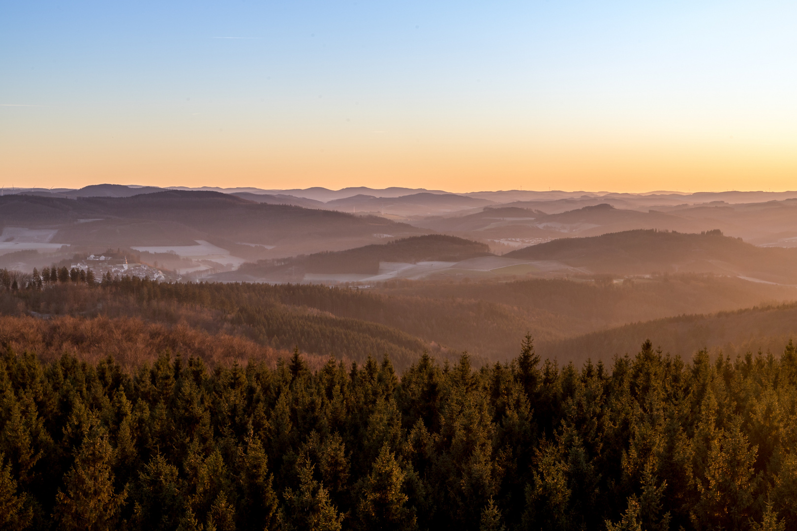 Schöne Aussicht am Abend