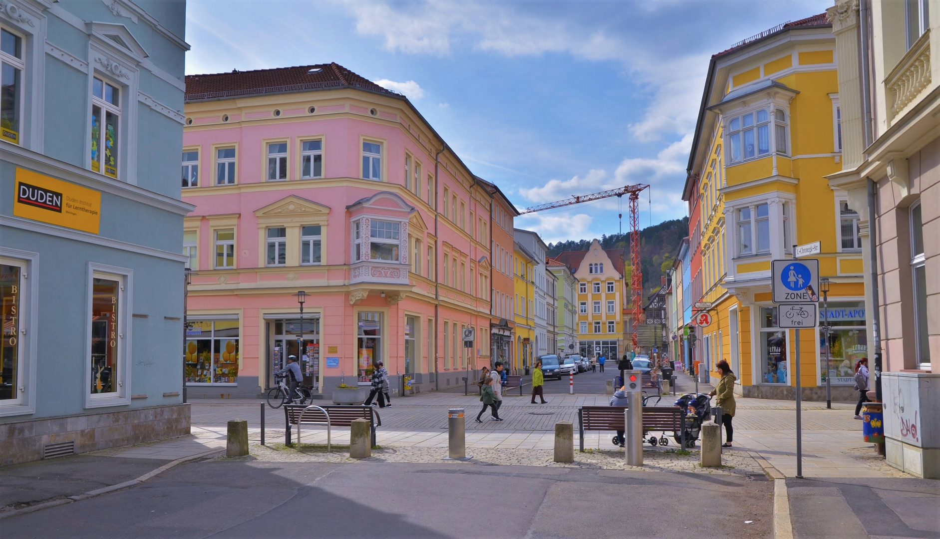 schöne farbige Häuser in Meiningen