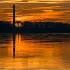 Schönebeck, Sonnenuntergang hinter der Elbauenbrücke