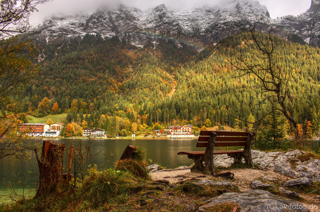 Schöner Ausblick auf den Hintersee bei Ramsau