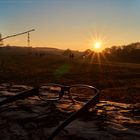 Schöner Sonnenuntergang mit Fernblick