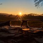 Schöner Sonnenuntergang mit Fernblick