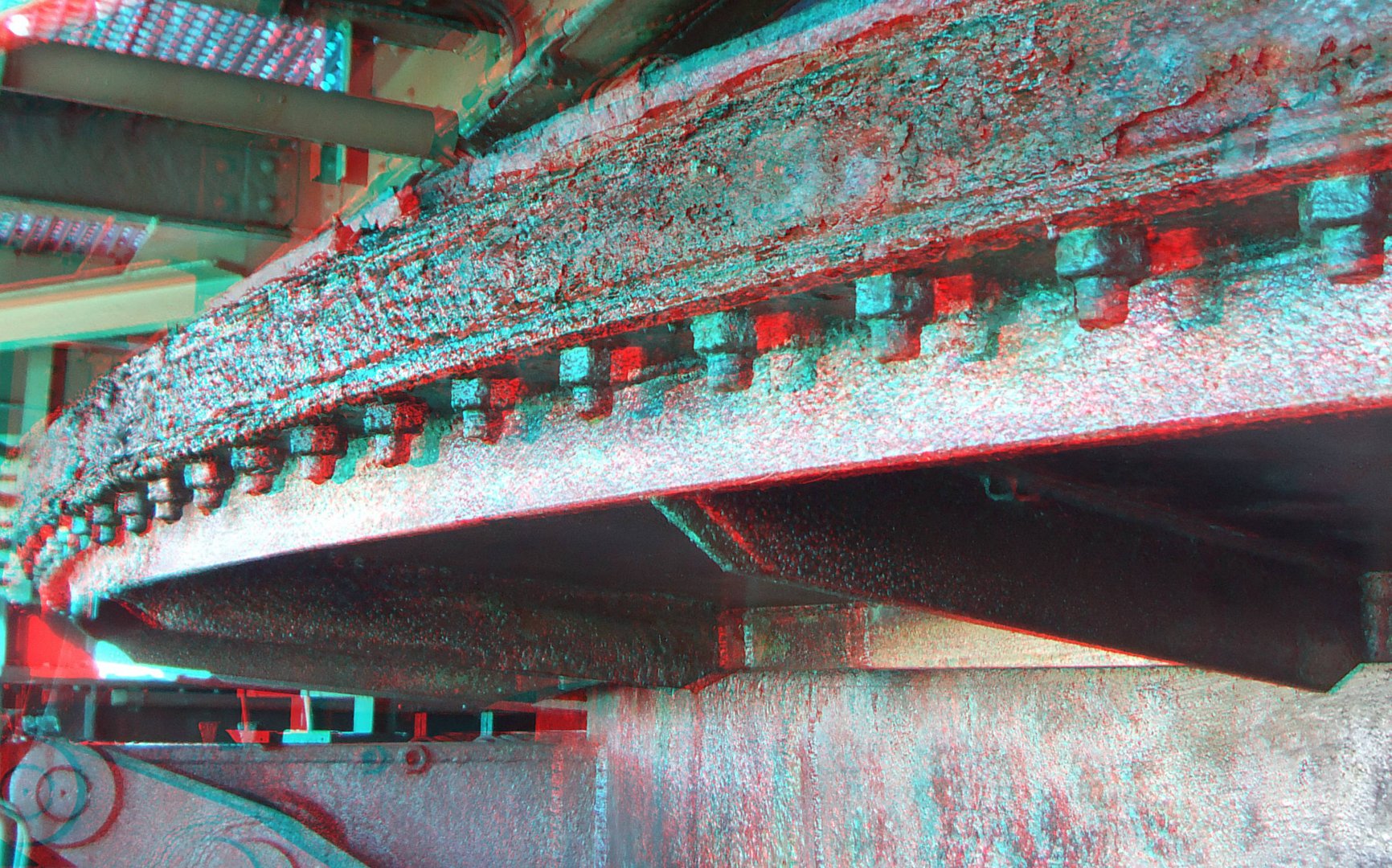 Schönheit, alter Rost, Industriekultur. Henrichshütte Hattingen. In 3-D Anaglyphen.