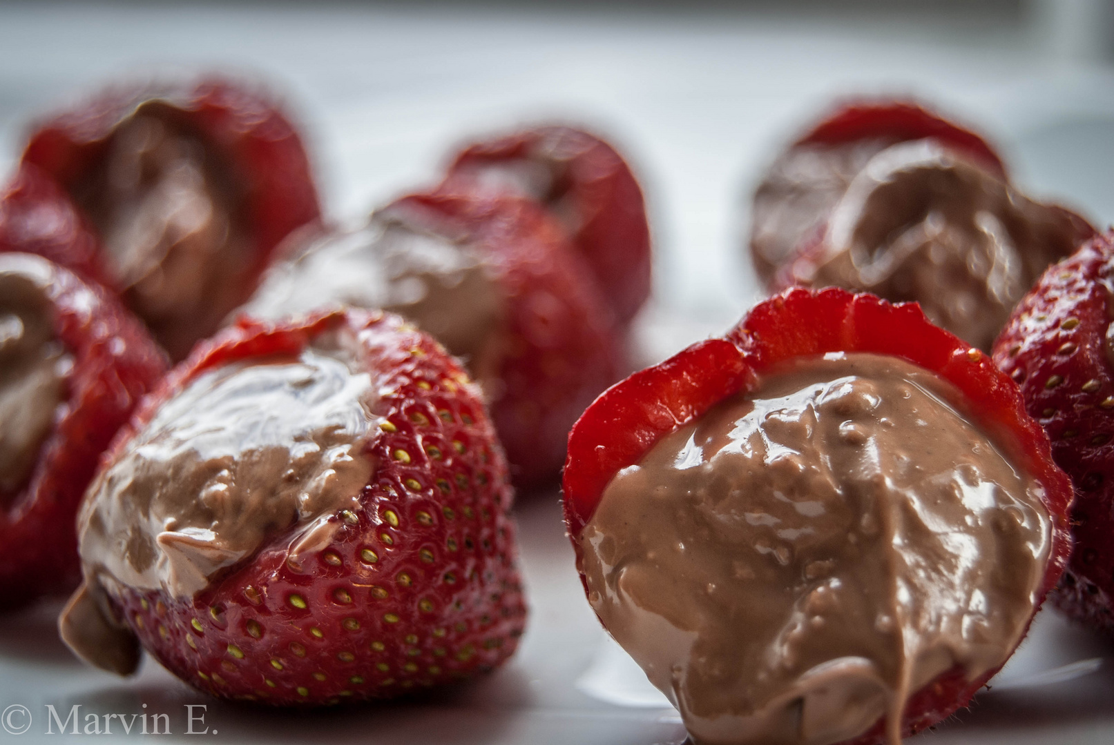 Schokolade in Erdbeeren