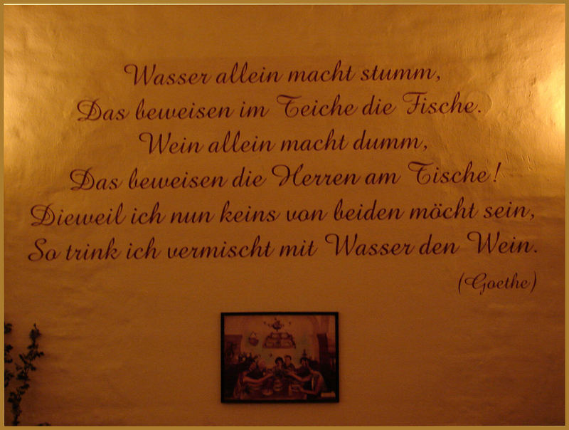 Schon ein goethe wusste was ihm gut tat -