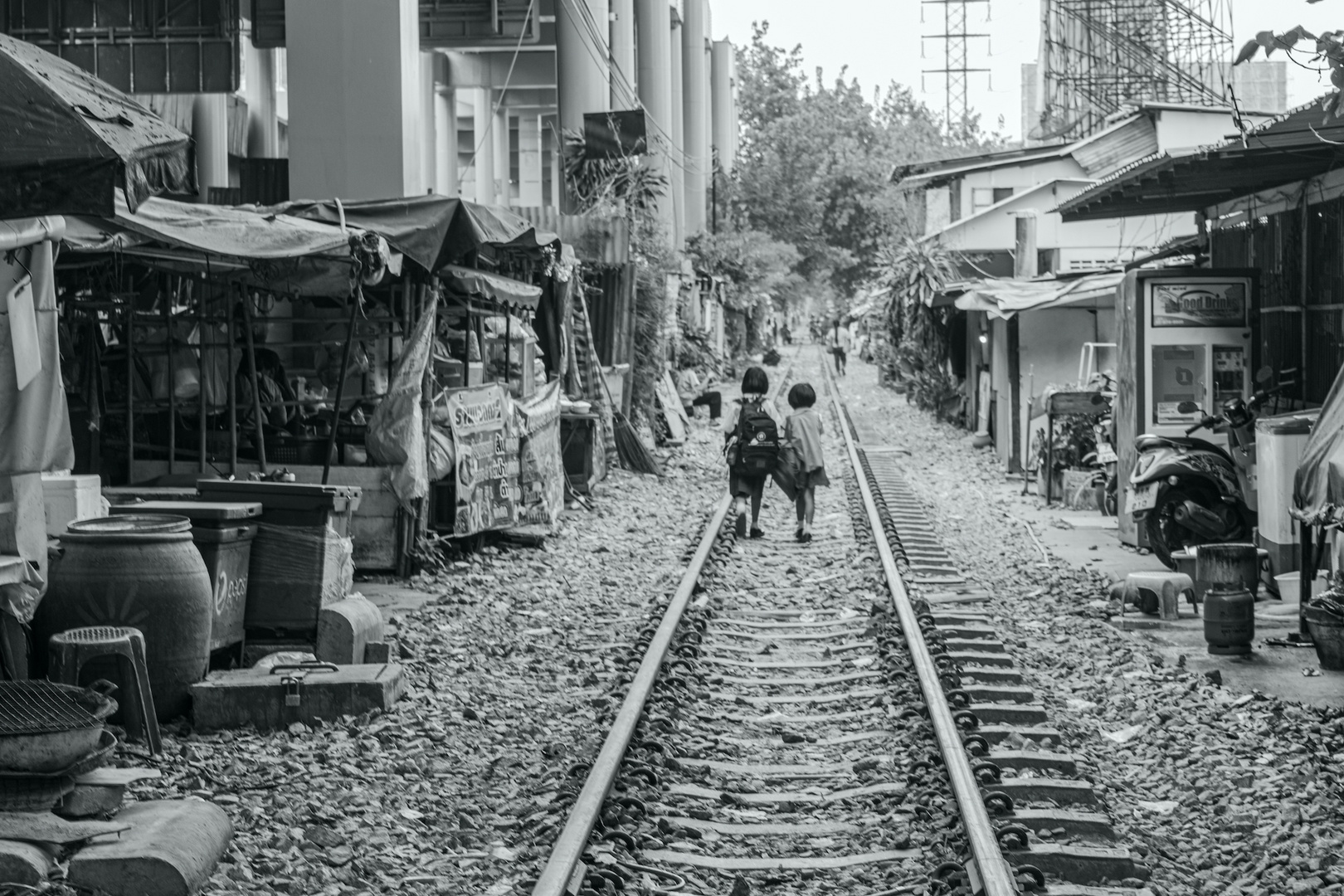 School children walking home