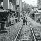 School children walking home