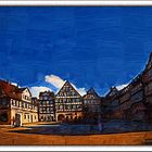 schorndorf, south of germany , oil painting panorama,