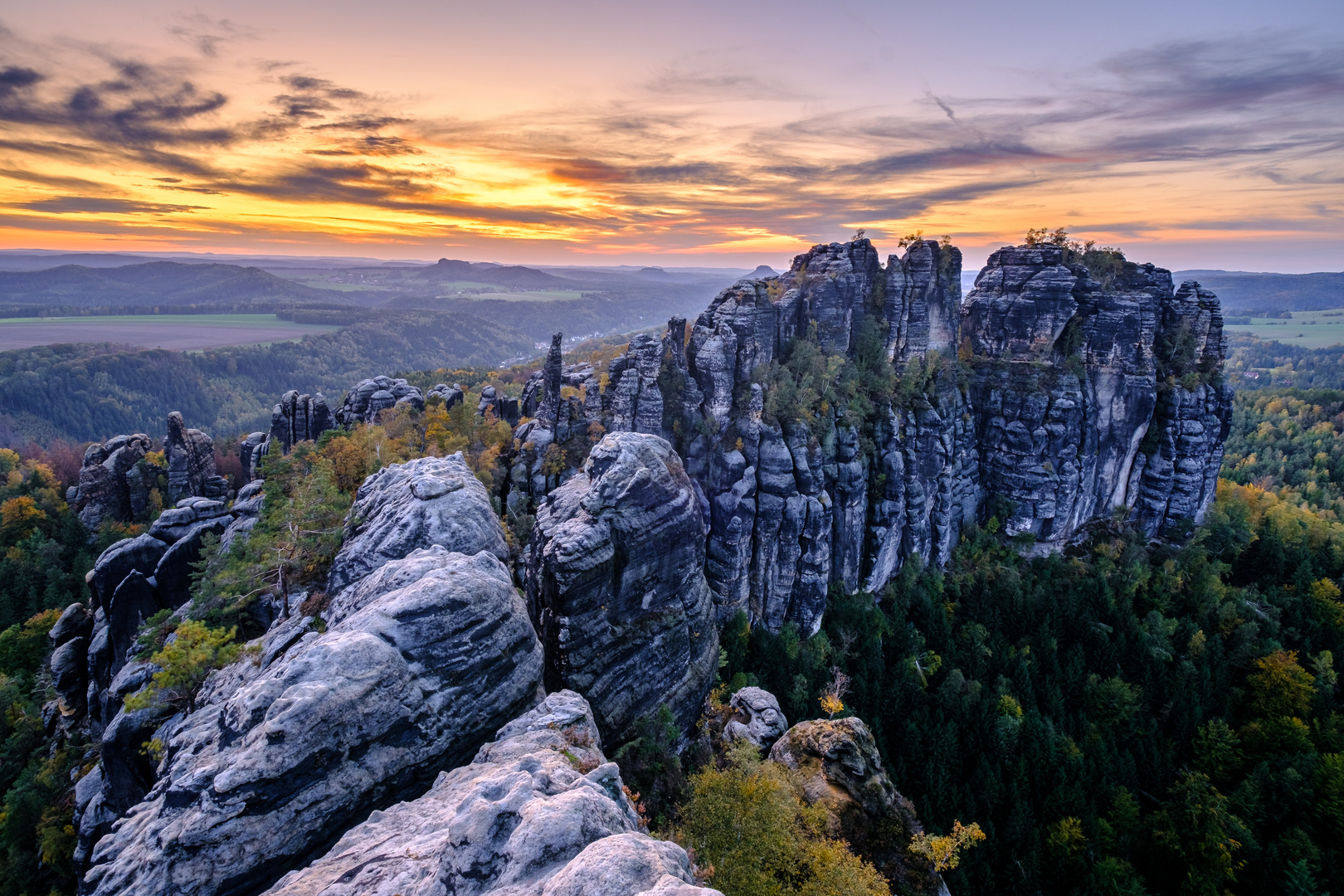 Schrammsteine am Abend