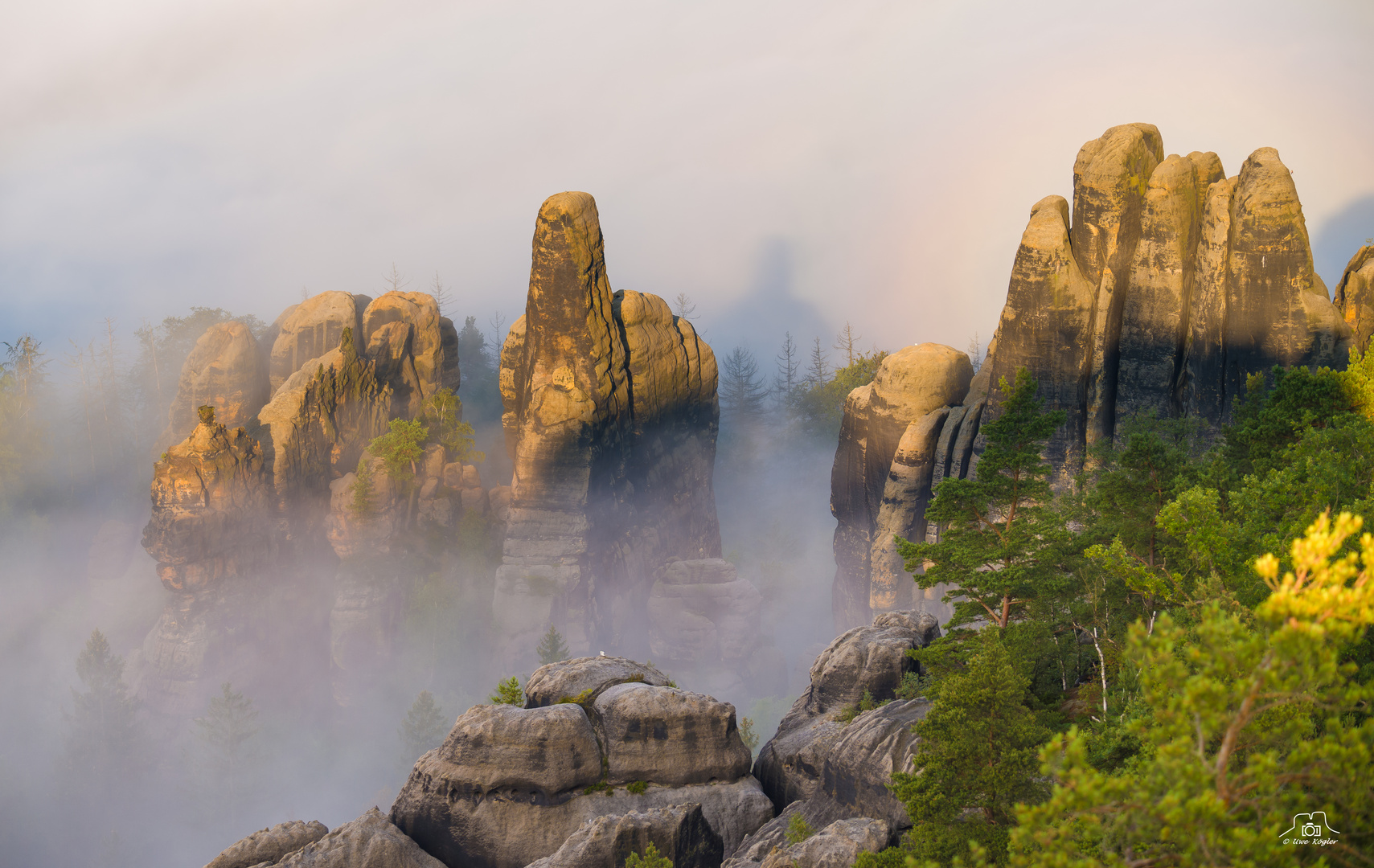 Schrammsteine im Nebel