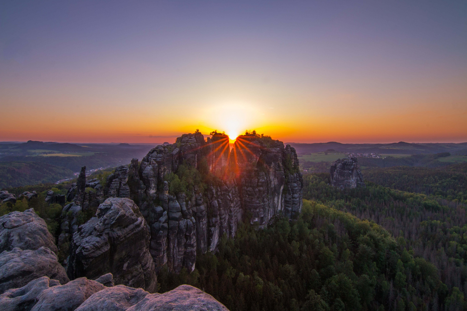 Schrammsteine mit Sonnenstern