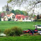 Schubverband auf der Elbe bei Strehla und Lorenzkirch/Sachsen - 10.05.2013