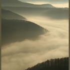 Schwäbische Alb im Nebel vom Rossberg Turm bei Mössingen