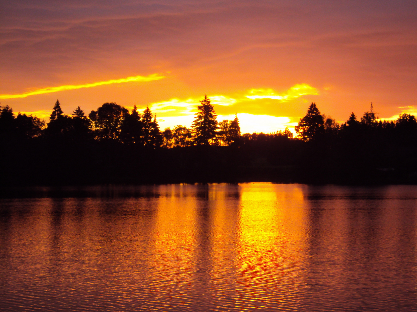 Schwaltenweiher im Sonnenuntergang