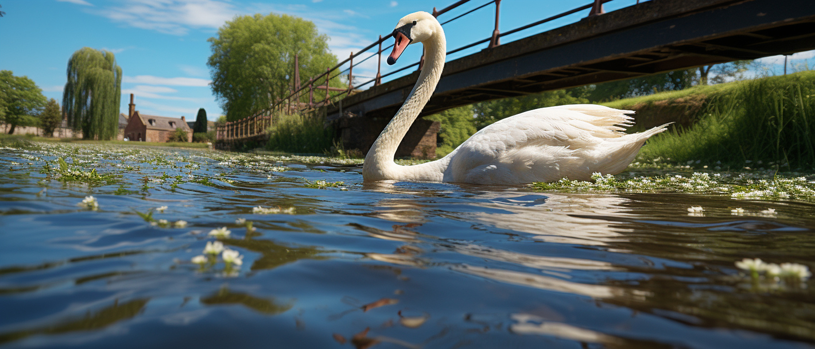 Schwan an der Brücke (Midjourney Version)