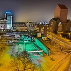 Schwanentorbrücke in Duisburg bei Nacht