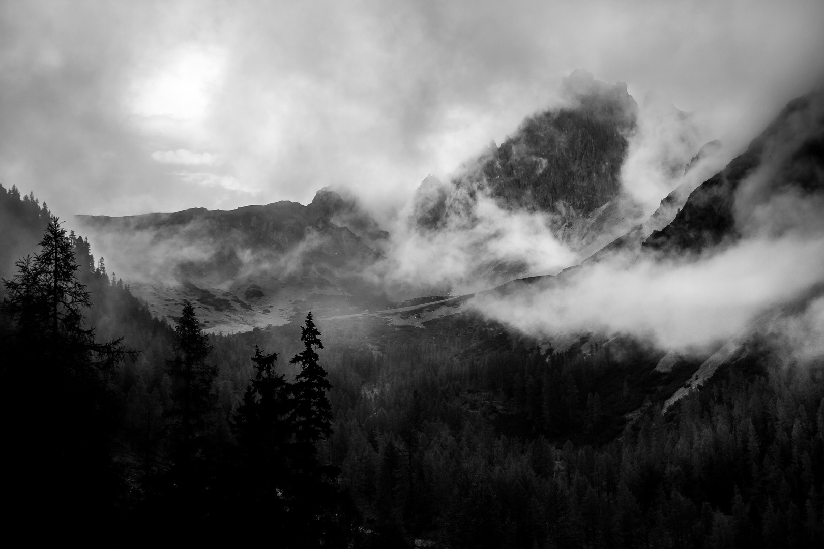 Schwarz-weiße Alpen