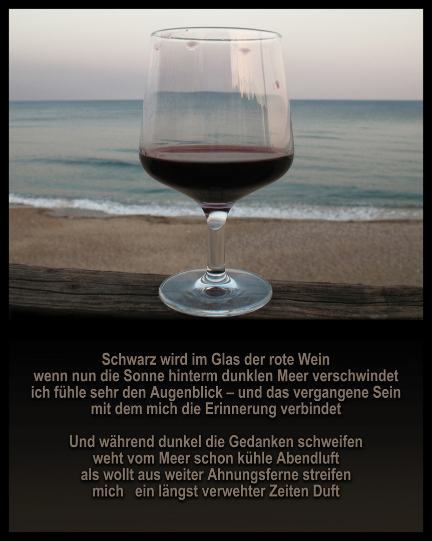 Schwarz wird im Glas der rote Wein