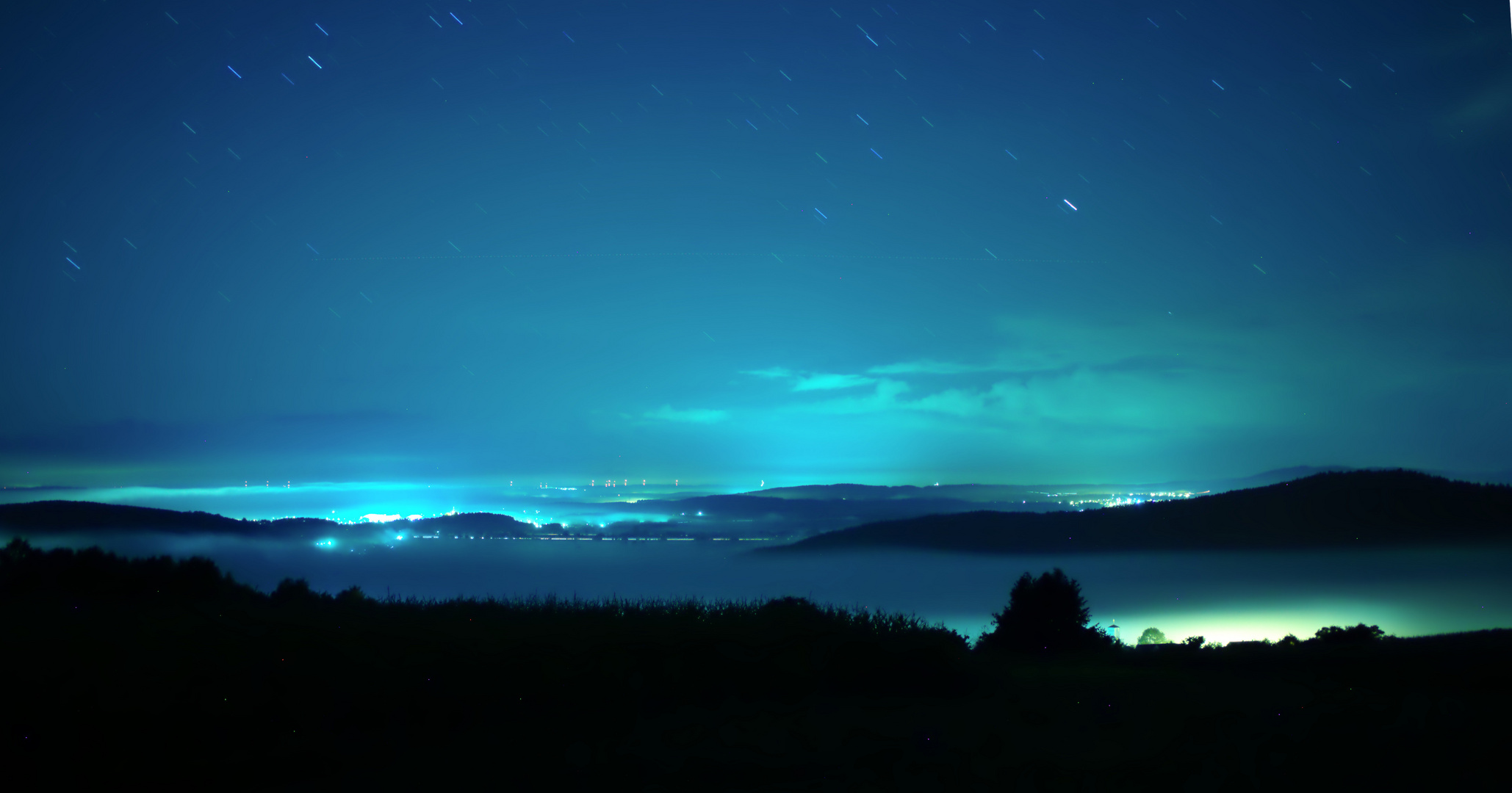 Schwarzachtal bei Nacht und Nebel