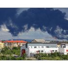 Schwarzer Himmel über Ludwigshafen am Rhein