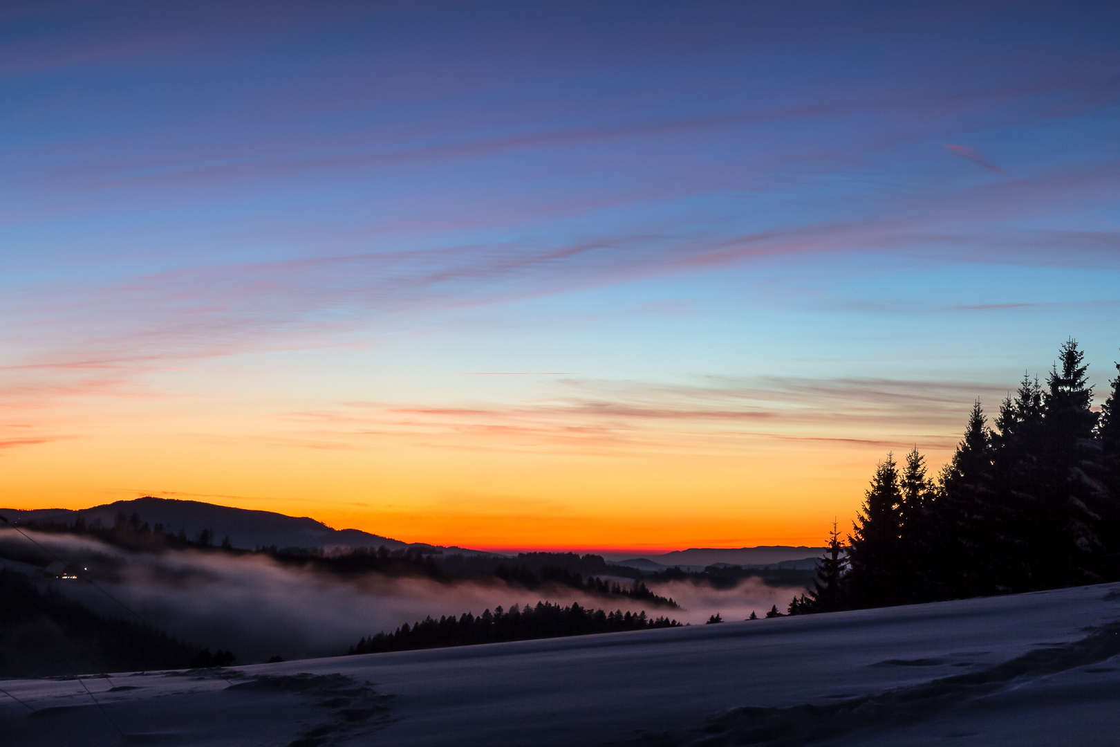 Schwarzwald Sonnenuntergang im Schnee I