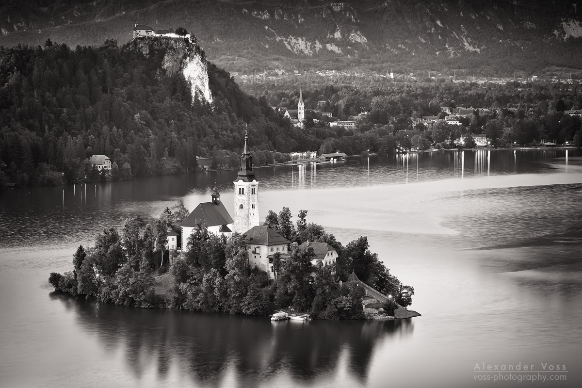 Schwarzweiss-Fotografie: Bleder See (Slowenien)