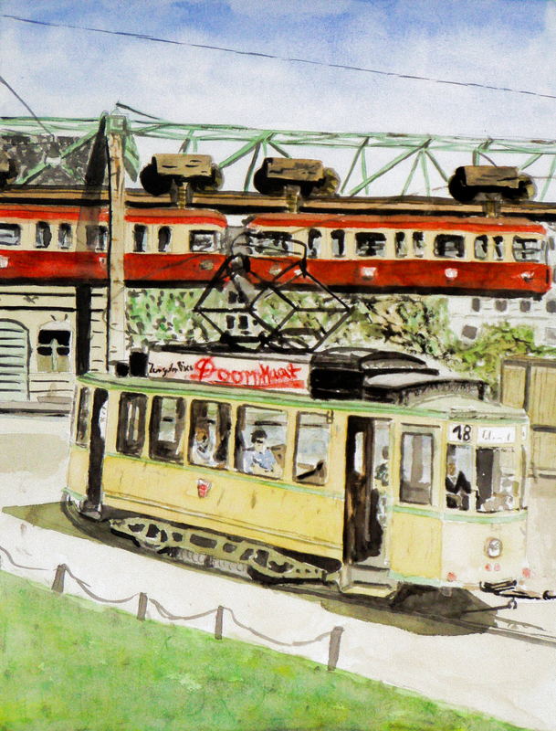 Schwebebahn mit Straßenbahn ca.1968