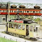 Schwebebahn mit Straßenbahn ca.1968