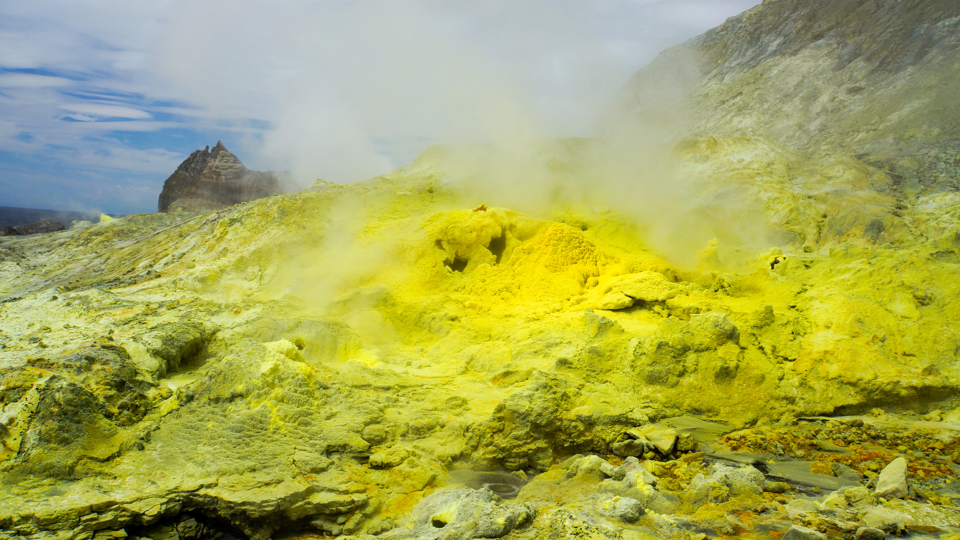 Schwefel auf White Island Neuseeland