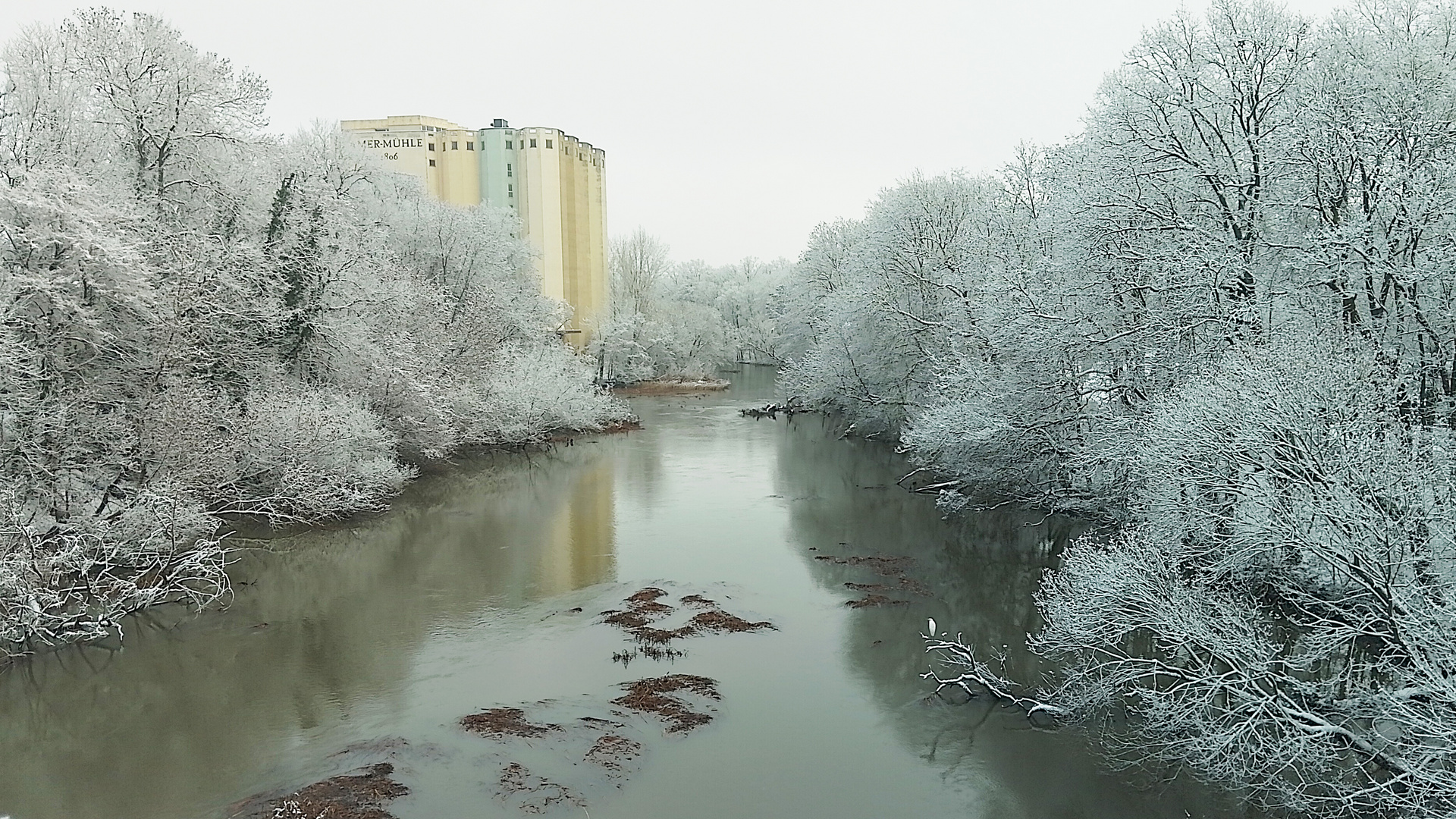 Schweinfurt im Winter, Altmain und Cramermühle