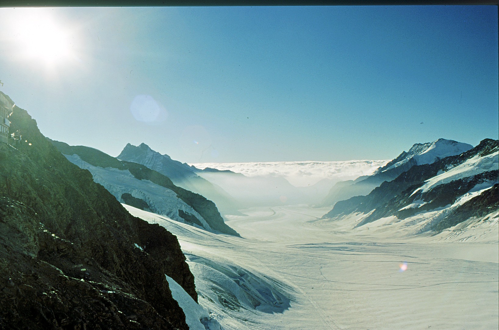 Schweiz: Blick vom Jungfraujoch, 3800m üNN, auf den Großen Aletschgletscher