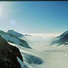 Schweiz: Blick vom Jungfraujoch, 3800m üNN, auf den Großen Aletschgletscher