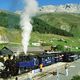 Schweiz: Dampfbahn Furka-Bergstrecke. Hier: Bahnhof Realp UR