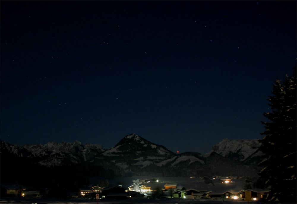 Schwendt am Kaiser bei Vollmond (und -18C)