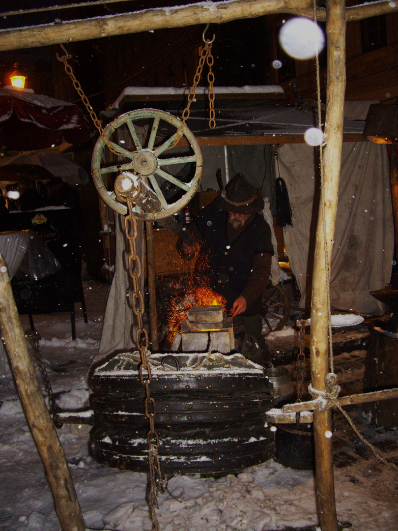 Schwerstarbeit bei Schneefall und Kälte