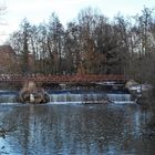 Schwimmen vor dem "Wasserfall" auf der Wörnitz in Dinkelsbühl