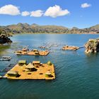 Schwimmende Uros Inseln, Titicaca See, Bolivien/Peru