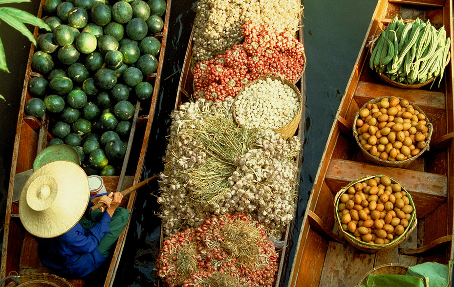 Schwimmender Markt in Damnoen Saduak, Thailand