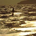 Schwimmer bei Sonnenuntergang